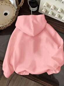 Teen Girls Pullovers, Long Sleeve Hooded Sweatshirts For Teen Girl, Older Teen Girl And Teens. Simple And Stylish With No Pockets, Perfect For Casual Everyday Wear, With Rich Print Details, Perfect For Fall And Winter. - Pink - View 2