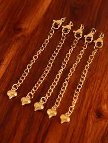 10 pezzi/lotto Catena di estensione in acciaio inossidabile con fermagli a moschettone, connettori a forma di foglia, fiocco, conchiglia, luna, croce, stella e cuore, per realizzazione di gioielli fai-da-te, accessori per braccialetti e collane con catena di prolunga - Catena a coda fai da te - Visualizzare 8