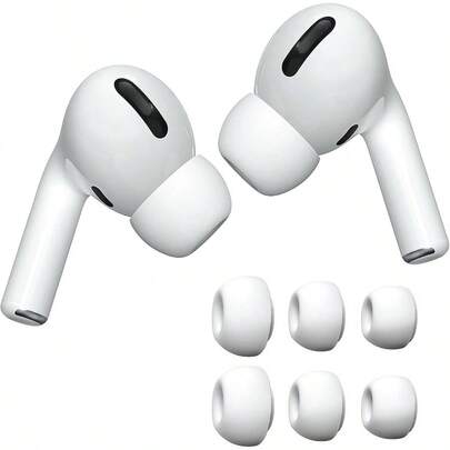 Pro Replacement Ear Tips [3 Pairs] For  Pro12 Silicon Earbuds Tips With Noise Reduction Hole Fit In The Charging Case Sizes S/M/L White