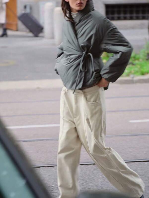 ZA Autumn/Winter New Women's Vintage Mandarin Collar Double-Breasted Casual Long Sleeve Padded Coat