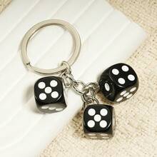 1pc Fashionable 8-Ball Dice Stainless Steel Keychain, Personalized Design Key Ring Bag Charm Accessory