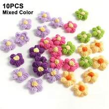 10/20/50个混色手工钩编花朵贴花，蓬松小巧的花朵装饰，适用于DIY手工、镜子改造、发带、帽子、服装配饰、节日装饰、钩编用品 - 彩色 - 查看 14
