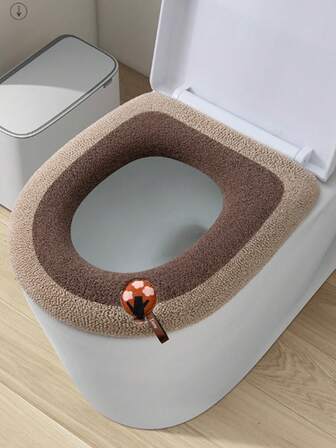 1 st O-format toalettsitsöverdrag, stickad toalettmatta, tjock och tvättbar toalettkudde, tecknad toalettdyna för hemmabruk