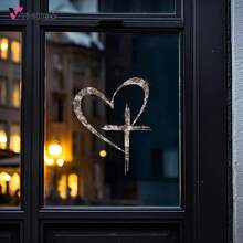 Shiny Heart Cross Vinyl Sticker - Perfect For Car, Truck, Van, Wall, Laptop, And More - Adhesive, Reusable, And Sparkly