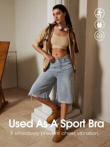 Women's Chest Shaping Camisole, Seamless Invisible Bra Camisole, Transparent, Adjustable To Reduce Chest Appearance, Shapewear Top Bodycon Slimming Shirt - Apricot - View 7