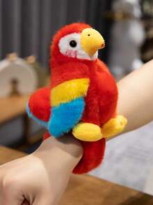 1 pieza Brazalete realista de loro, brazalete con palmada de flamenco, decoración de bicicleta, muñeca de felpa suave de flamenco de dibujos animados linda, muñeca ornamento esponjoso, juguetes de regalo de vacaciones