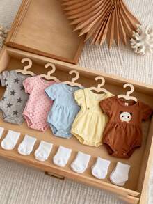 1/5件装北欧风木质小熊云朵儿童衣架，创意宠物及婴儿服装架 - 卡其色 - 查看 5