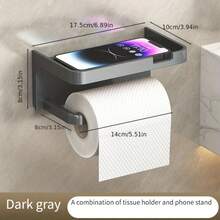 One No-Drill Toilet Paper Holder, Wall-Mounted Drawer Toilet Paper Holder With Phone Holder, Made Of Plastic, A Must-Have For Christmas And Halloween. Bathroom Bathroom Accessories Bathroom Tools - Multicolor - View 6