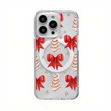 Funda de Teléfono Árbol de Navidad y Lazos Estilo Acuarela Festivo para iPhone 17 16 15 14 13 12 11 Plus Pro Max.Perfecto como regalo de vacaciones, añadiendo alegría festiva con su encantador diseño invernal!, Accesorio de temporada, Tema festivo, Patrón festivo, Duradero - Transparente - Ver 2