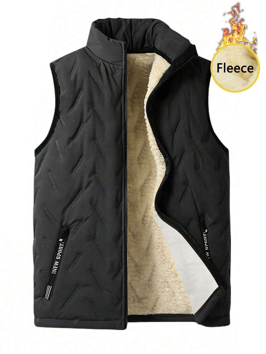 Men's Winter Stand Collar Thermal Lined Thick Warm Outdoor Vest Jacket