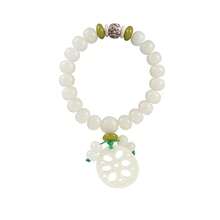Jade Bodhi Root Lotus Hand String Bodhi Beads Rosary Beads For Men And Women With A Single Ring Bracelet - B0FH6PXD3L - View 2