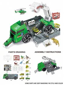 Juguete de vehículo de construcción para niños de 3+ años, 2 en 1 convertible a modo de estacionamiento con coche pequeño aleatorio, regalo de Navidad o cumpleaños - Multicolor - Ver 13