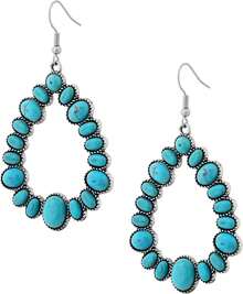 Pendientes Turquesa para Mujer, Pendientes Colgantes Bohemios Étnicos Gota de Agua Turquesa, Regalo Joyería Boho Hippie Vintage - 1 - Ver 1