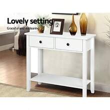 Console Table Wood Side Hallway Tables Desk Drawers Display Home Bedroom Office Living Room Entryway Furniture With 2 Drawer Spacious Storage Shelf White - White - View 7