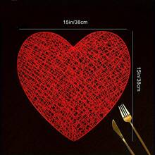 Valentine's Day Heart Placemats - Heat-Resistant Non-Slip Table Mats For Romantic Dinners Weddings & Anniversaries - Đỏ - Xem 5
