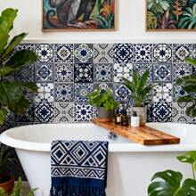 24 PCS Modern Style PVC Tile Stickers Waterproof Antifouling Self Adhesive Kitchen Bathroom Floor Art Wall Decor Decals, Morocco Decorative Patterns Thickened Moisture-Proof Oil-Proof Kitchen Stickers Self-Ad - Multicolor - View 5