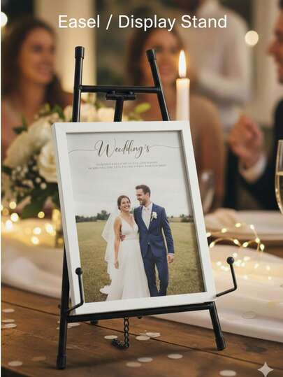 Black Iron Easel Stand/Display Rack - Easel Stand For Wedding Sign - Easels Display Stands - Suitable For Displaying Small Artworks, Paintings, And Other Suitable Items. - Easels For Kids - Easel And Sign For Birthday.