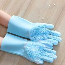 1pc Silicone Dishwashing Gloves, Durable Waterproof Kitchen Cleaning Gloves, Pet Bathing Gloves For Dogs & Cats, Specialized Durable Waterproof Rubber Gloves - Multicolor - View 4