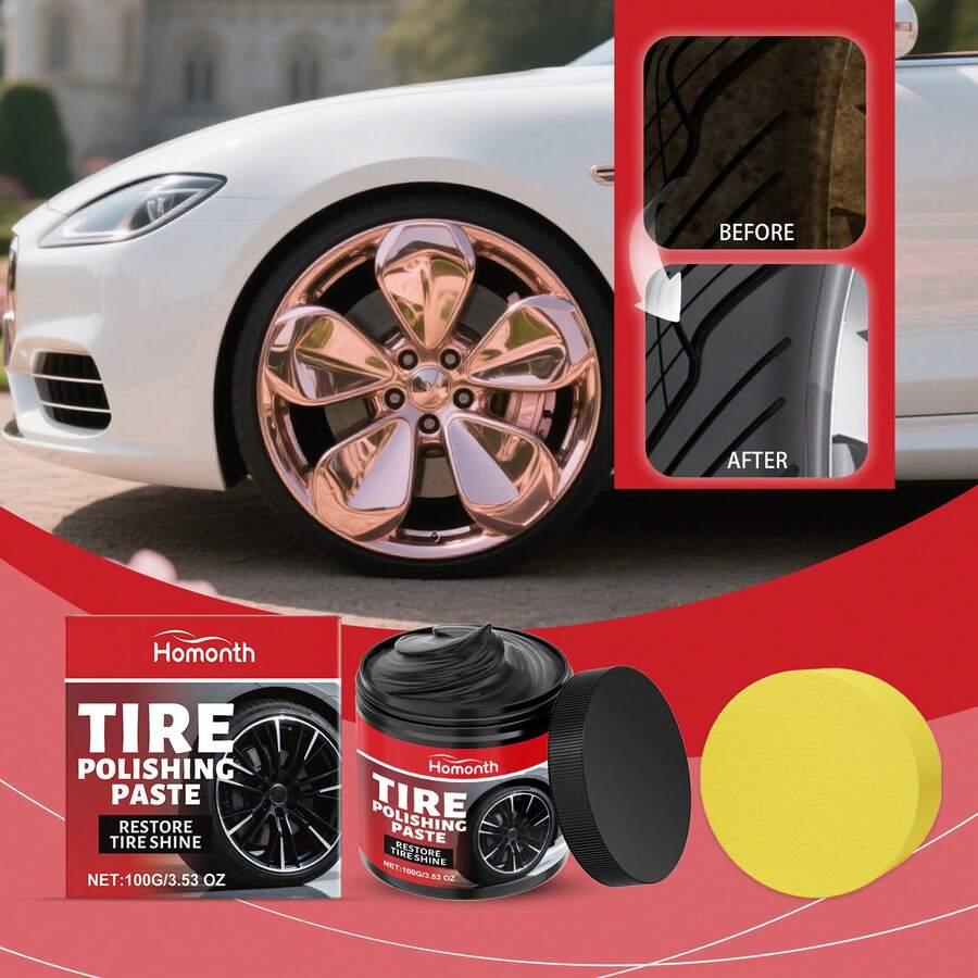 Pasta para polimento de pneus (2 unidades) - Pasta para revitalização de pneus automotivos - Manutenção e prevenção de rachaduras - Pasta portátil para polimento e cuidados com pneus. - Multicolorido - Ver 1