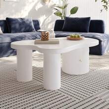 Asymmetrical Coffee Table, Stylish And Sturdy, Suitable For Living Rooms And Offices, With Storage Space. - White - View 6