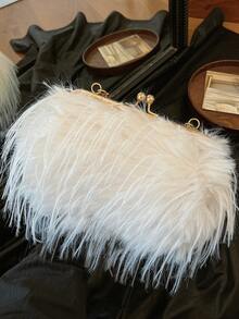 Bolso de mano de felpa para otoño/invierno, bolso de hombro/bandolera/de mano de moda con cadena para fiestas de noche