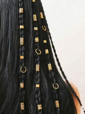 80pcs Gold Color Dreadlock Hair Beads Set, Adjustable Hair Accessories Suitable For Women And Girls Braids