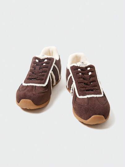 MASKERT 女士仿毛皮运动鞋、皮革运动鞋、复古皮革鞋、休闲毛皮鞋、板鞋、增高女士休闲鞋、舒适