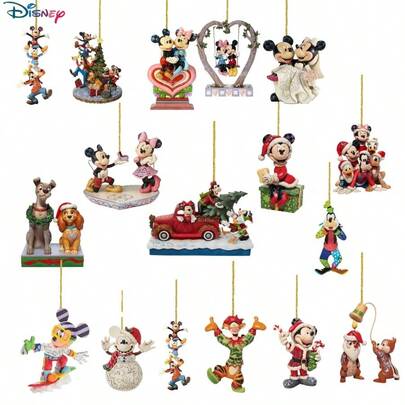 Disney Disney 16pcs 2D Flat Style, Christmas Mickey Cartoon Ornaments, Perfect For Christmas, New Year, Valentine's Day, Winter Party Decor, Suitable For Christmas Tree, Window, Tree Topper, Window And Wreath Decoration, Ideal Gift For Home And Garden Decor.