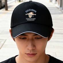 Black bag, cap, design of a strongman, modern, fashion, including keywords low cap Baseball cap ball cap fashionable unisex duck cap retro breathable graphic print low cap snapback snapback cap Duckville cap sports small head around visual baseball cap large head around - ブラック - チェックする 4