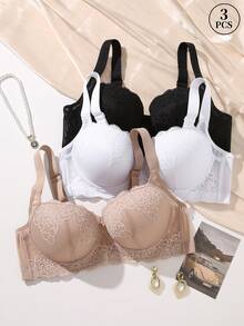 Bộ 3 áo ngực cỡ lớn nhiều màu sắc MIMILEMON dành cho nữ, áo ngực nâng đỡ tiện dụng, thoải mái và thoáng khí, đồ lót ấm áp mùa thu - Gợi cảm cho lễ Halloween - Nhiều màu - Xem 5