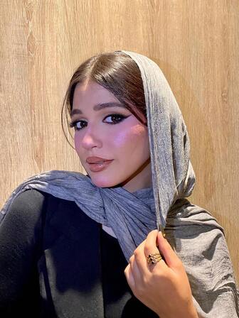 1pc Distressed Solid Color Lightweight Casual Long Scarf/Hijab, Suitable For Daily Use