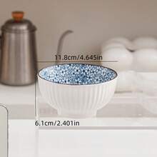 1pc Ceramic Simple Blue Japanese Style Bowl, 4.5", 6", Or 8" Size, Japanese, Nordic, Bohemian Style Simple High-End Blue/Light Colored Tableware Bowl Set, Multiple Sizes And Patterns Available
