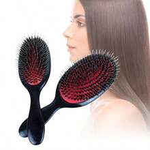 Generic Professional Hair Extension Brush Dual Bristle Design For Detangling And Care Black