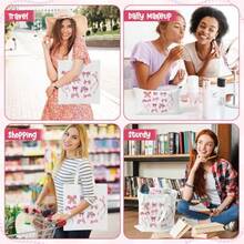 Y1tvei - Juego de 2 bolsas de maquillaje con lazo de coqueta reutilizable plegable bolsa de coqueta con cierre regalos para mujeres Rosa M - como en la foto - Ver 6