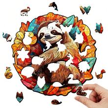 圣诞彩色孔雀礼盒木质拼图外星动物拼图生日礼物家居装饰独特礼物家居互动高难度游戏 - 杏色 - 查看 2