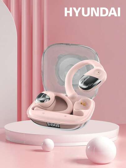  HYUNDAI HY-Y30 Bluetooth Earphones, Ear-Hook Style, LED Battery Display, Long Playtime, Hi-Fi Sound Quality, Deep Bass, Low Latency, Suitable For Gaming, Music, Calls With Microphone, Comfortable Fit, Wireless, Compatible With Smartphones & Computers