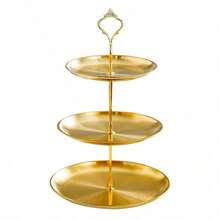 Multi-Tier Stainless Steel Fruit & Snack Tray, Metal Food Display Stand For Home & Commercial Use - Vàng - Xem 3