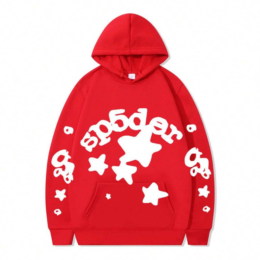 SPSDER Letter Hoodie Couple Spider Web Sweatshirt Top Sweatshirt - 20 - Xem 1