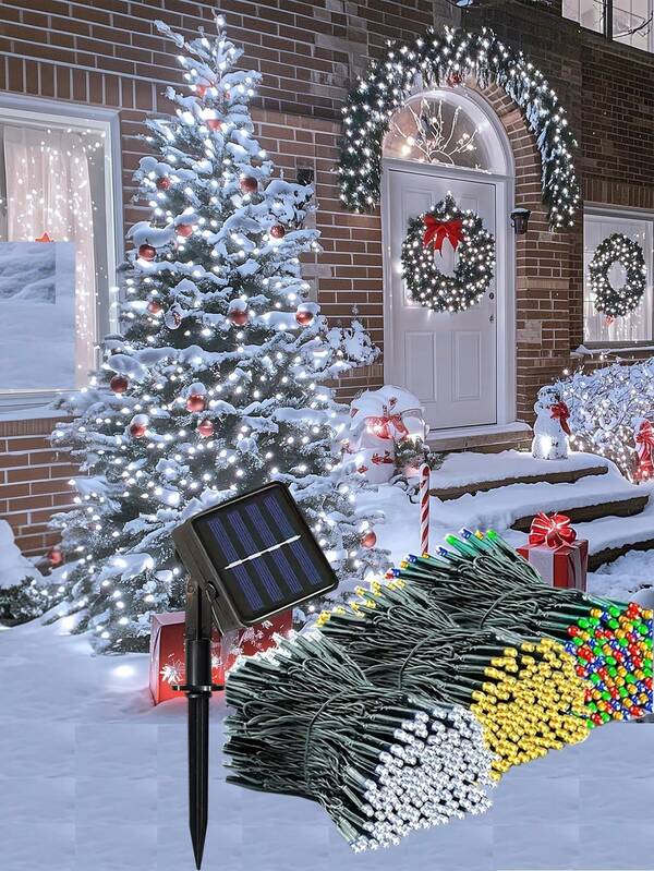 1pc 50/100/200 LED Outdoor Solar Powered Fairy String Lights, 8 Lighting Modes, Solar Powered, Waterproof, For Garden, Patio, Fence, Tree Decoration, Creating Fairy-Tale Atmosphere For Outdoor, Yard, Wedding, Gazebo, Party, Home, Lawn, Camping And Holiday Decoration