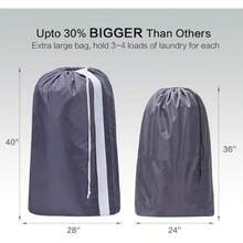 HOMEST - Bolsa de lavandería de nailon XL con correa, organizador grande de prendas sucias, fácil de colocar en una cesta o cesta de ropa, puede llevar hasta 4 cargas de ropa, color beige(Gris (paquete de 2)) - Multicolor - Ver 3