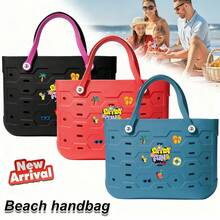 Large-Capacity Women's Rubber Beach Bag, Lightweight And Durable EVA Tote Bag, Large Solid Color Open Design, Large Capacity Travel Bag, Multiple Colors Available, Perfect For Autumn Outfits, Suitable For The Beach, Vacation, Travel, Grocery Shopping, Shopping Basket Bag, School, Halloween, Thanksgiving, Christmas Gift, New Fashionable Women's Backpack Tote Bag. - Multicolor - View 2