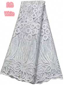 2026 高品质非洲薄纱蕾丝面料，最新款法国亮片蕾丝面料，适合婚礼、女士派对等场合，5码/1码 - 彩色 - 查看 6