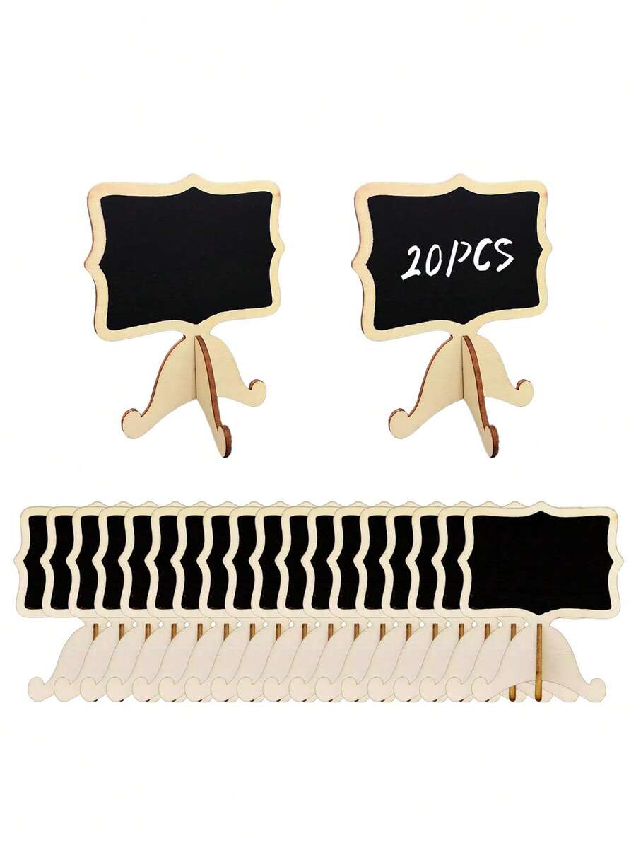 Mini Blackboard Label, 5/10 Pack Mounted Small Blackboard Food Label With Holder, Suitable For Party Buffets Or Wedding Celebrations, Wooden Blackboard Can Be Used As Table Number Or Seat Number. - Black - View 1
