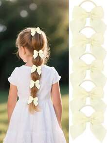 5pcs Kids/Youth Black Bow Hair Ties, Suitable For Everyday Use - Black - View 6