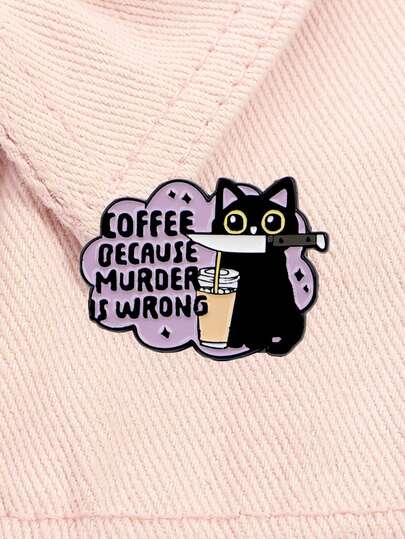 1 pezzo Spilla smaltata divertente a forma di gatto nero, spilla da caffè, spilla da bavero, spilla da badge, accessorio per zaino, abbigliamento, gioielli, regalo per amici