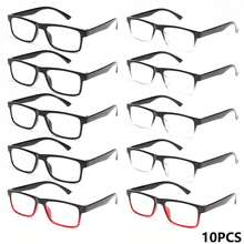 10副经典方形老花镜，黑色镜框搭配渐变透明镜片，舒适超轻镜架，价格实惠的老花镜，适合日常阅读 - 4黑+4黑白+2漸紅 - 查看 13