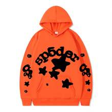 SPSDER Letter Hoodie Couple Spider Web Sweatshirt Top Sweatshirt - 7 - 查看 12