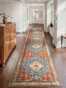 Runner Rug Hallways, 2'6x10' Washable Non Slip Kitchen Runner Rug, Long Boho Vintage Rust Hallway Stair Ultra Soft Print Floor Carpet Bedroom Bathroom Laundry Room, Home Decor - Medallion/Multi - View 8
