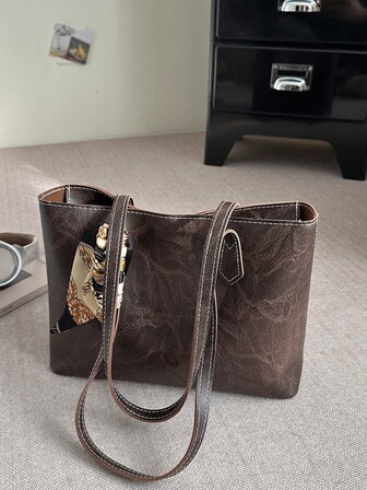 Large Capacity Women's Tote Bag, Vintage Style One Shoulder Bag, Versatile New Casual Underarm Bag, Fashion Office Commute Bag, Autumn/Winter