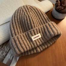 女士秋冬季针织羊毛帽，百搭大头围帽，小脸型帽，保暖护耳，兼具头带帽的功能。 - 彩色 - 查看 9